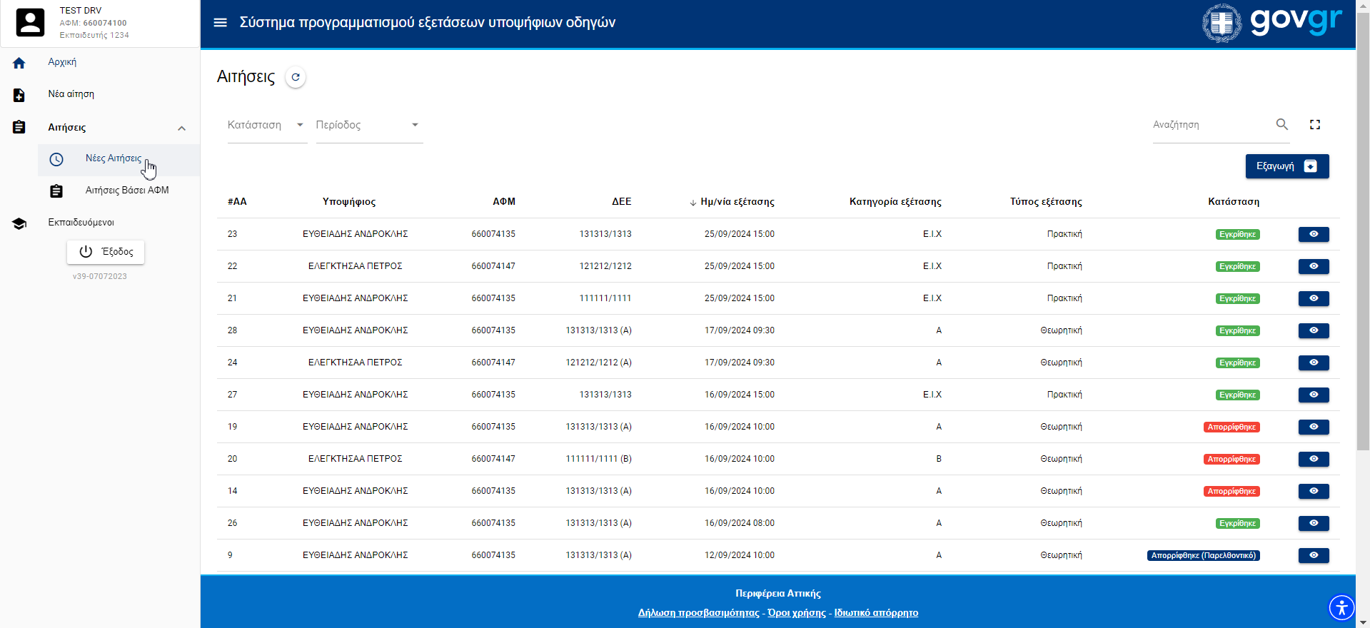 Εικόνα Νέας Αίτησης Εξέτασης